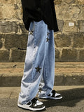 Men's Washed Vintage Star Straight Leg Jeans-Outfit