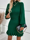 Fongt And Winter New Knitwear Fashion Women's Temperament Mahjong Waist Solid Dress