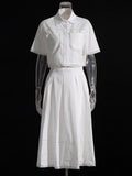 Fongt Beautiful Suit Woman 2025 New Short Shirt High-Waisted Lace Embroidered Skirt Two Sets Of Autumn And Winter