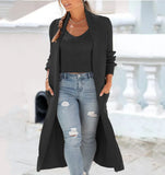 Fongt Cardigan Trench Coat Knit Loose Sweater Two Solid Color Vest Set-Outfit