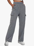 Fongt New Long Loose Trousers Leisure Sports High-Waist Trousers Show Skinny Straight Broad-Legged Trousers Women
