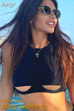 Top Cut Out Tank Top Solid Slim Crop Top Women Basic Corset 90s Tops Sleeveless Baby Tee Summer Streetwear Y2K