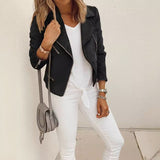 E-Commerce Wish New Autumn And Winter Women's Lapel Zipper Short Jacket-Outfit