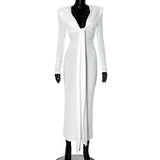 Pleated Tassel Long Sleeve Maxi Dress-Outfit
