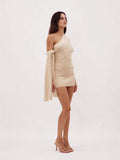 Fongt And Winter New Women's Fashion Elegant Round-Collar Knitted Dress Striped Dress Long Thin