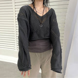 Knit Crochet Crop Sweater-Outfit