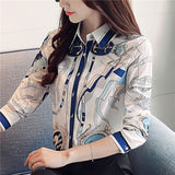 Women's Blouses Printed Shirt Casual Long Sleeve Top Breasted Summer Fashion Office Lady