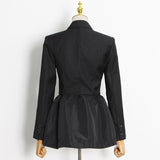 Black OL Style Blazers For Females Notched Long Sleeve Solid Minimalist Casual Blazer 2021 Autumn Fashion
