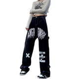 Star Letter Graphic Cargo Jeans-Outfit
