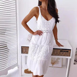 Fongt New Sexy Lace Splicing Sling Beach Dress