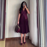 Fongt Women's Clothing 2025 Spring New Sleeveless V-Neck Vest Pressure Skirt Temperament Fashion Suit Woman