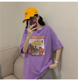 funny printed Loose basic t shirt summer pure cotton Short Sleeve cute T-shirts Women casual white tops tshirt