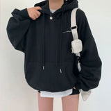 Vintage Moon Print Oversized Pullover Hoodie-Outfit