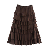Fongt Women's Clothing INS Burst Casual Cascade Cascade Decoration Fan Flute Half-Body Skirt