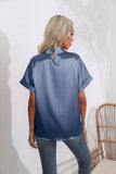 Satin Shirt Short-Sleeved Satin Button Shirt Casual Blouse Women's Stock-Outfit