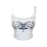 Summer Print Lace Strap Tank Top New Korean Chic Y2K Top Out Wear Slim Fit Spicy Girl Short Camisole Female Crop Tops-Outfit