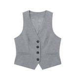 New Buckle Vest 1165428 High Waist Pleated Leisure Shorts 1165228-Outfit