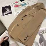 Spring Autumn Suit Jacket Women Vintage Blazers Solid Single-breasted Casual Coat Lady Black Pink Khaki Blazers