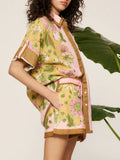 Fongt 2025 New Unique Printed Design Shirt Top + Casual Shorts Niche Fashion Set