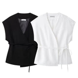 Summer Blended Vest 8056586 Pleated Pants 2365586-Outfit