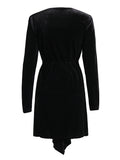 Fongt Temperament Dress Woman 2025 Spring New Black Collar Folded High-End Long-Sleeved Skirt