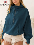 Winter Y2k Zip Up Hoodie Women Korean Long Sleeve Tops Pullover Thick Warm Casual Loose Oversized Sweatshirt for Women-Outfit