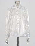 Fongt Temperament Commuting Blouse 2025 Autumn New Collar Collar Drilled Single Buckle Repair Slim Thin Shirt Female Tide