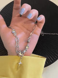 Stone Decor Astral Link Chain Necklace-Outfit