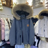 Fongt Collar Workwear Pie Down Jacket Women's Mid- 2025 Winter New Small White Duck Down Men And Women Thick Coat