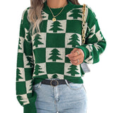 Fongt Shooting 2025 Autumn And Winter Christmas Tree Lattice Lantern Long-Sleeved Jacket Sweater Women's Clothing