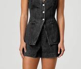 Fongt Fashion Casual Sleeveless High-Waisted Women's Suit Denim Shorts For 2025