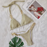 Fongt New Bikini, Gold Diamond Chain Split Swimsuit, Sexy Special Fabric Women's