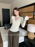 Fongt Xixi 2025 Autumn White Label New Gentle Korean Yarn Knitted Bottom Shirt Lady 100 On Top 89628