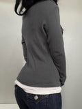Fongt Homologous Retro Butterfly Print Color And Fake Two T-Shirts And Hot Girls Thin Knitted Tops