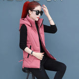 2023 New Down Cotton Vest Autumn And Winter Short Cotton-Padded Jacket Winter Horse Clip Can Take Off The Hat Vest Female Pure Color Vest-Outfit
