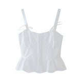 Fongt Women's Clothing 2025 Summer New Street Fashion White Bow Sling