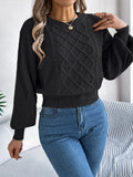 Shooting 2025 Autumn And Winter Pure Color Lantern Long Sleeves To Close The Waist Tidly Sweater Women's