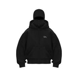 Fongt Trendy Double Hat Boomer Design Hooded Zipper Open-Shirt Couple Windproof Street Coat