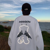 Harajuku Sweatshirt Hoodies Women Oversize Long Sleeve Loose Couple Clothes Reflective Devil Pullover Female Kawaii