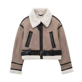 Fongt Women's Explosive Fur Integrated Two-Sided Short Jacket Jacket Sweet Elements