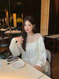Fongt Xixi 2025 Autumn White Standard New Korean Version Of The White Standard Of The New Korean Version Of The Chiffon Short-Sleeved Shirt Top 89480