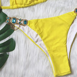 Fongt Hot-Selling New Crystal Diamond Chain Swimsuit Split Swimsuit Sexy