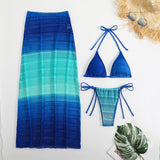 2025 New Gradient Mesh Three-Piece Beach Dress Sexy
