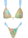 New Hanging Neck Print With Split Swimsuit Lady Sexy Bikini Beach