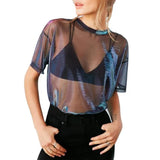 Fongt New Laser Mesh Short Sleeve T-Shirt For