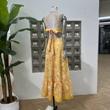 Purely Want Summer Babes Small Embroidery Shackles Tying Back Long Dress