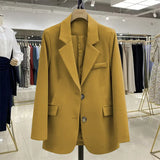Fongt Jacket Female Spring And Autumn 2024 New Korean Version Temperament Small Academic Wind Loose Casual Yellow Small Suit-Outfit