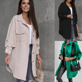 # Autumn And Winter New Pull Sleeve Button Decoration In The Long Shirt Coat-Outfit