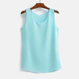 Korean Fashion Blouses Women White O-Neck Sleeveless Chiffon Vest Woman Tops Female Shirts 3XL Basic Solid Women
