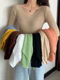 Basic B-neck Solid Autumn Winter Pullover Women Female Knitted Ribbed Sweater Slim Long Sleeve Badycon High Quality Sweater-Outfit